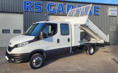 IVECO DAILY 35C14 PACK BUSINESS DOUBLE CABINE BENNE + COFFRE ALUMINIUM 06 PLACES comme NEUF